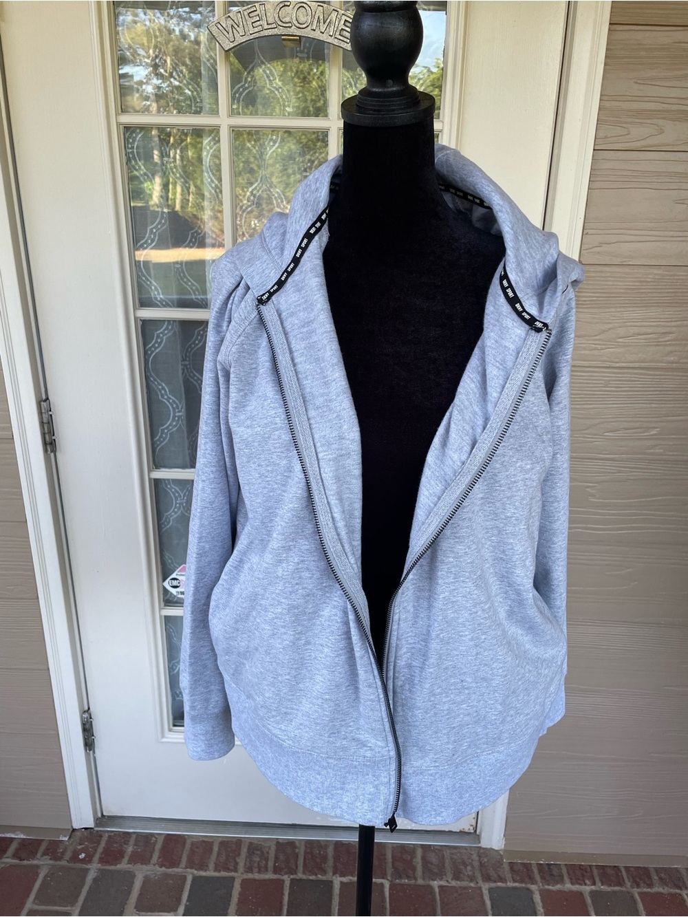 DKNY Sport Zip Hoodie Jacket XL Gray Athleisure Sweatshirt Cozy Zip Up